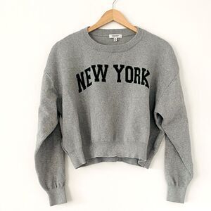 Orange Kiss Essential Gray New York Crew Neck Sweater Oversized Cropped Street